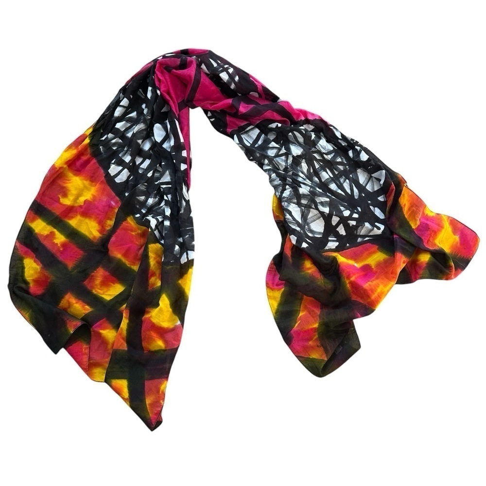 Paisley Road Multicolor Abstract Women’s Silk w Cotton Scarf OS NWT